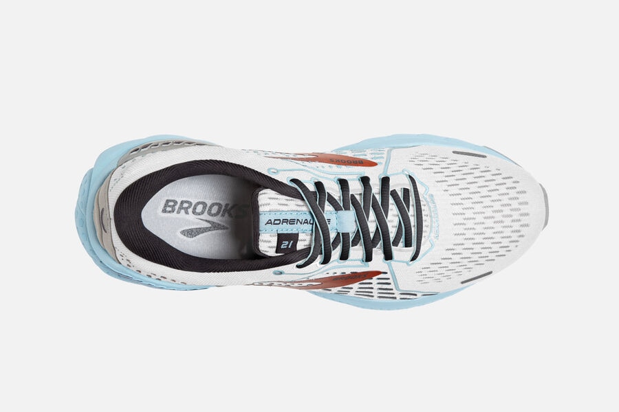 Brooks Running Shoes - Adrenaline GTS 21 Road Womens - White/Gold/Blue - ATE-134570